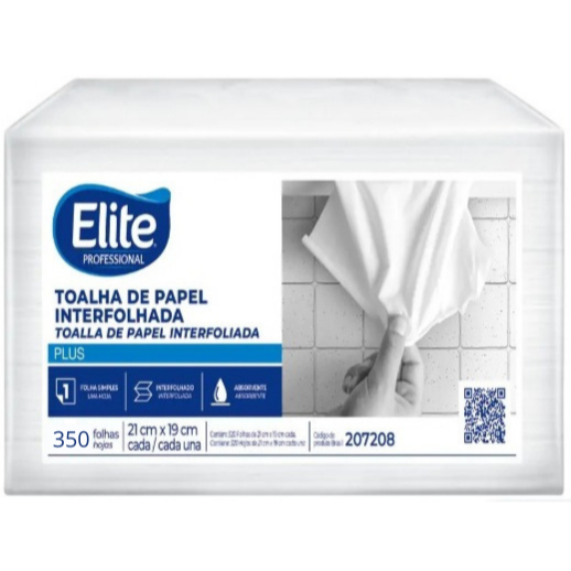 KIT C/2 PAPEL TOALHA INTERFOLHADO FOLHA SIMPLES ELITE CLASSIC COM 350 FOLHAS, Elite Professional em Oferta na Shopee