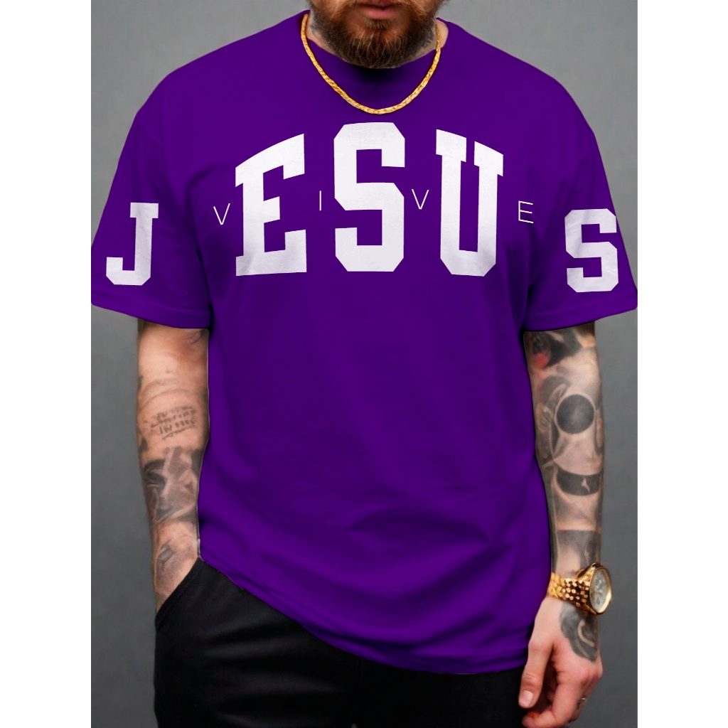 T-Shirt Masculina Jesus Vive Moda Evangélica Camisa Street Wear Plus Size