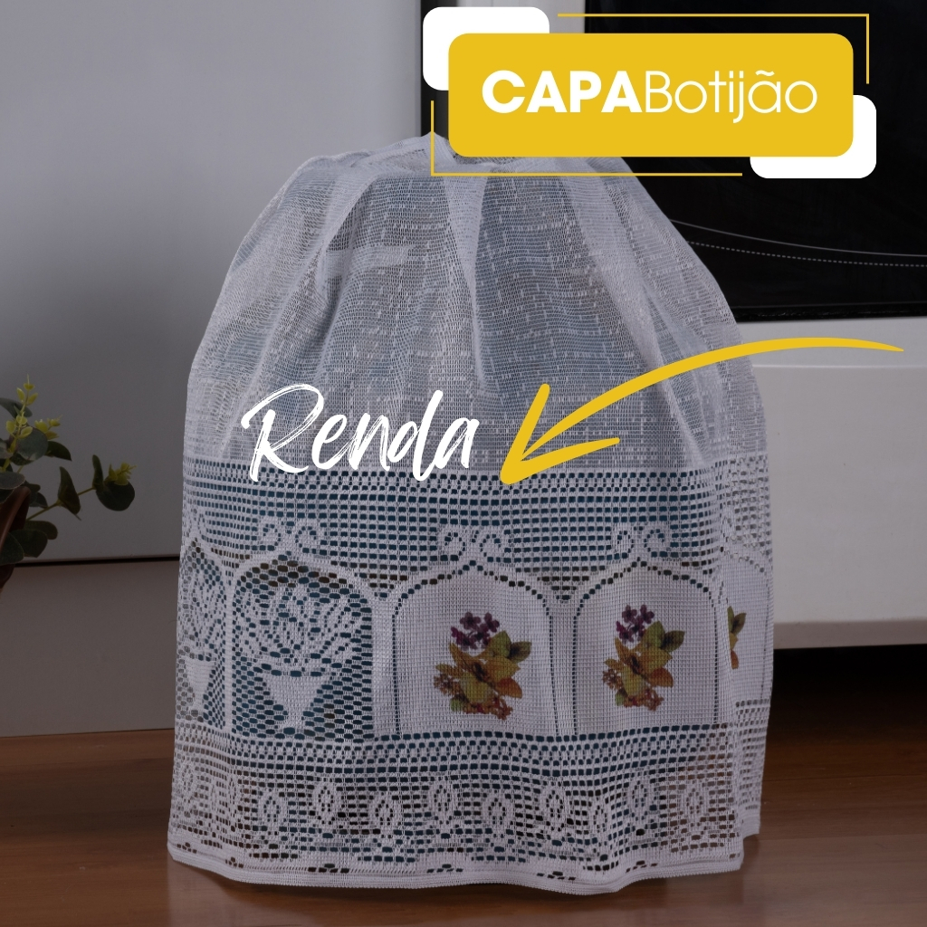 Capa para Botijão de Gás cozinha tecido renda 13 Kg Transfer 59cm x 50 cm Rendhac