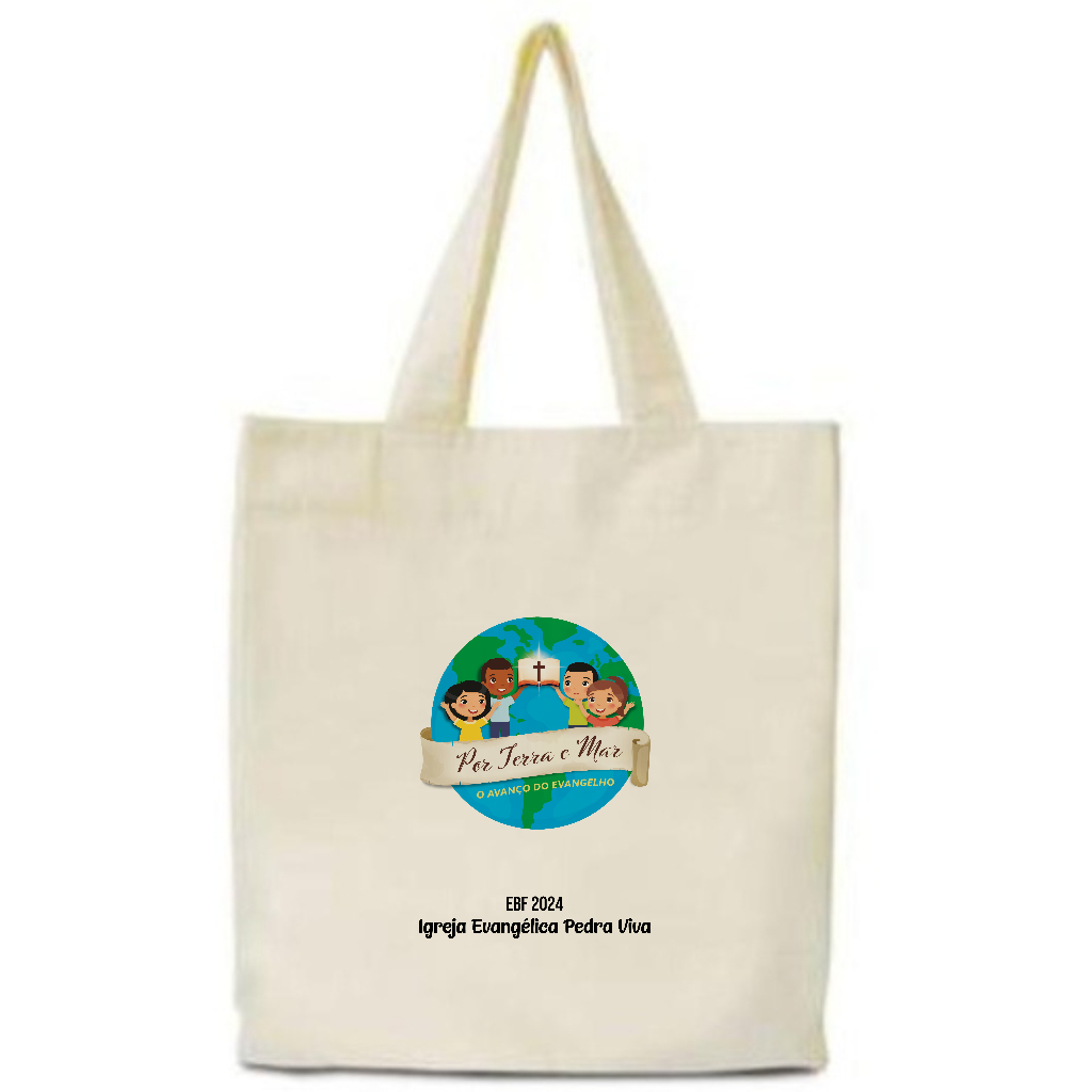 Kit 35 Sacolas de Algodão Sustentáveis 35x40 Transfer 14x20 Personalizadas Igrejas Lembrancinha