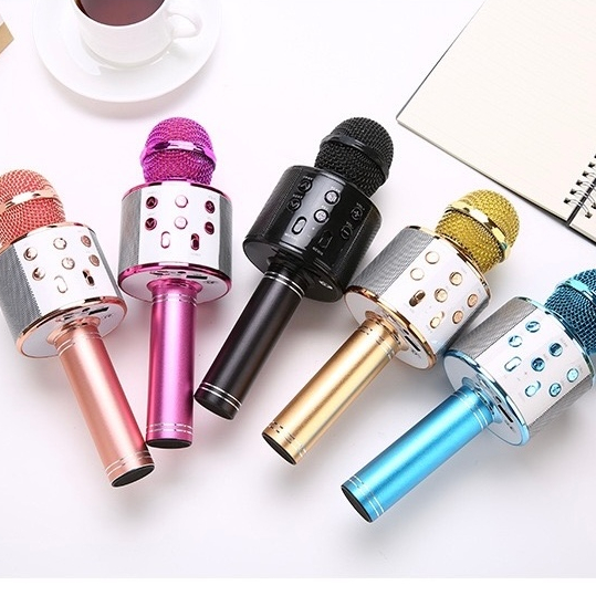 Colorida Microfone Karaokê Bluetooth Efeito De Voz Recarregável