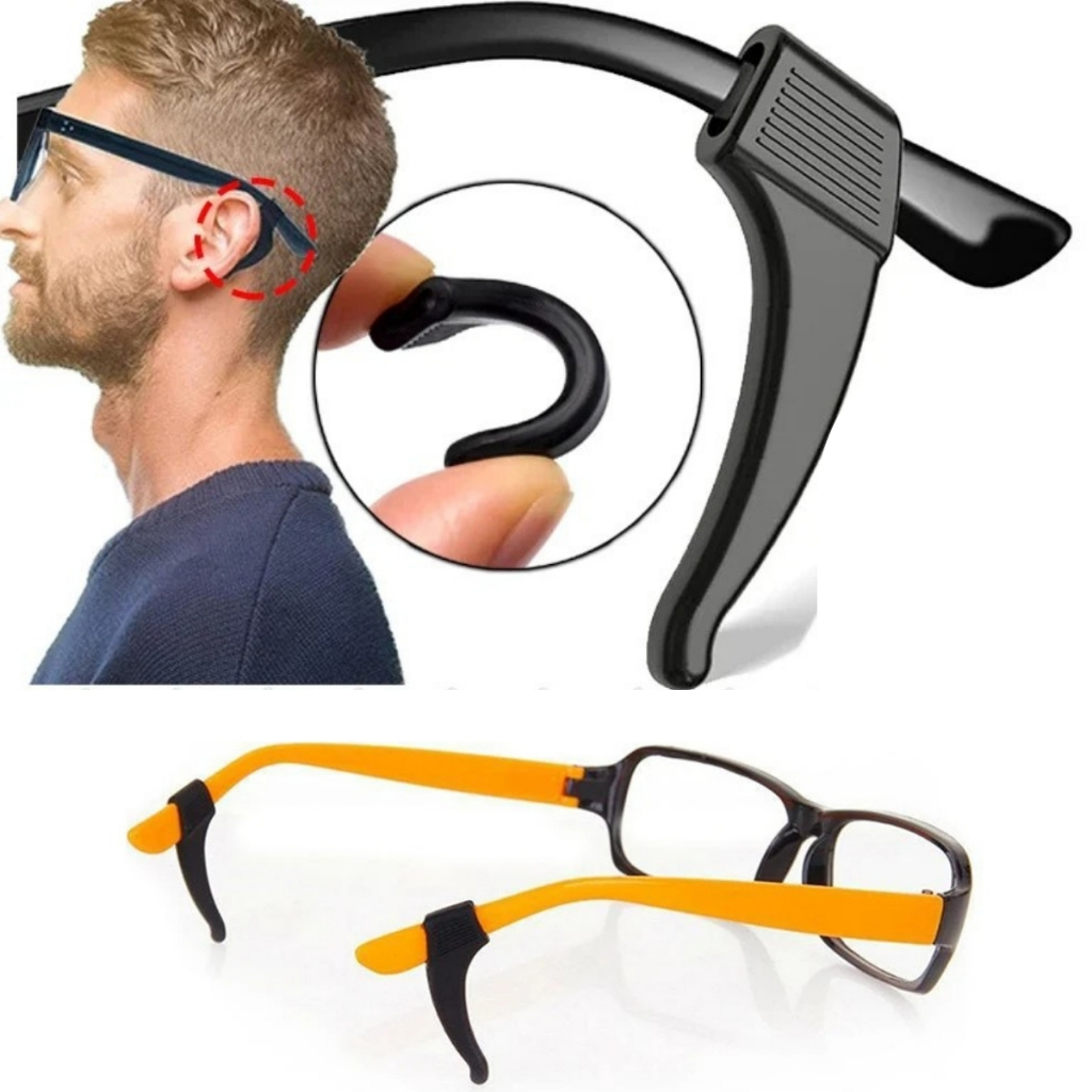 1 Par (2 Unidades) Trava De Silicone Antideslizante Para Óculos Hastes Suporte Para Óculos Não Cair Do Rosto Gancho De S