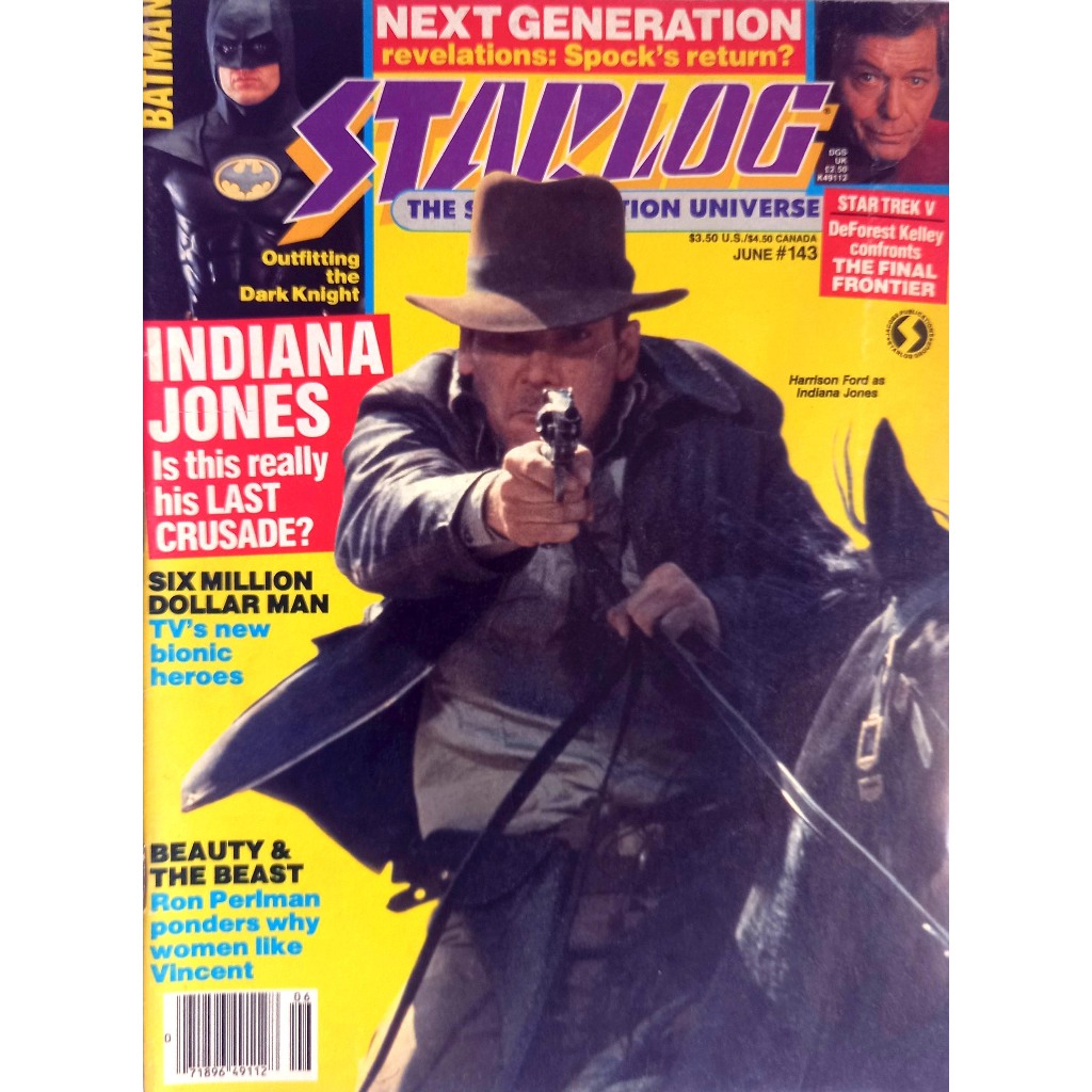 Revista Starlog 143 - Batman 1989 - Indiana Jones - Star Trek V - Six Million Dollar Man - Importada - Vintage - Junho 1989