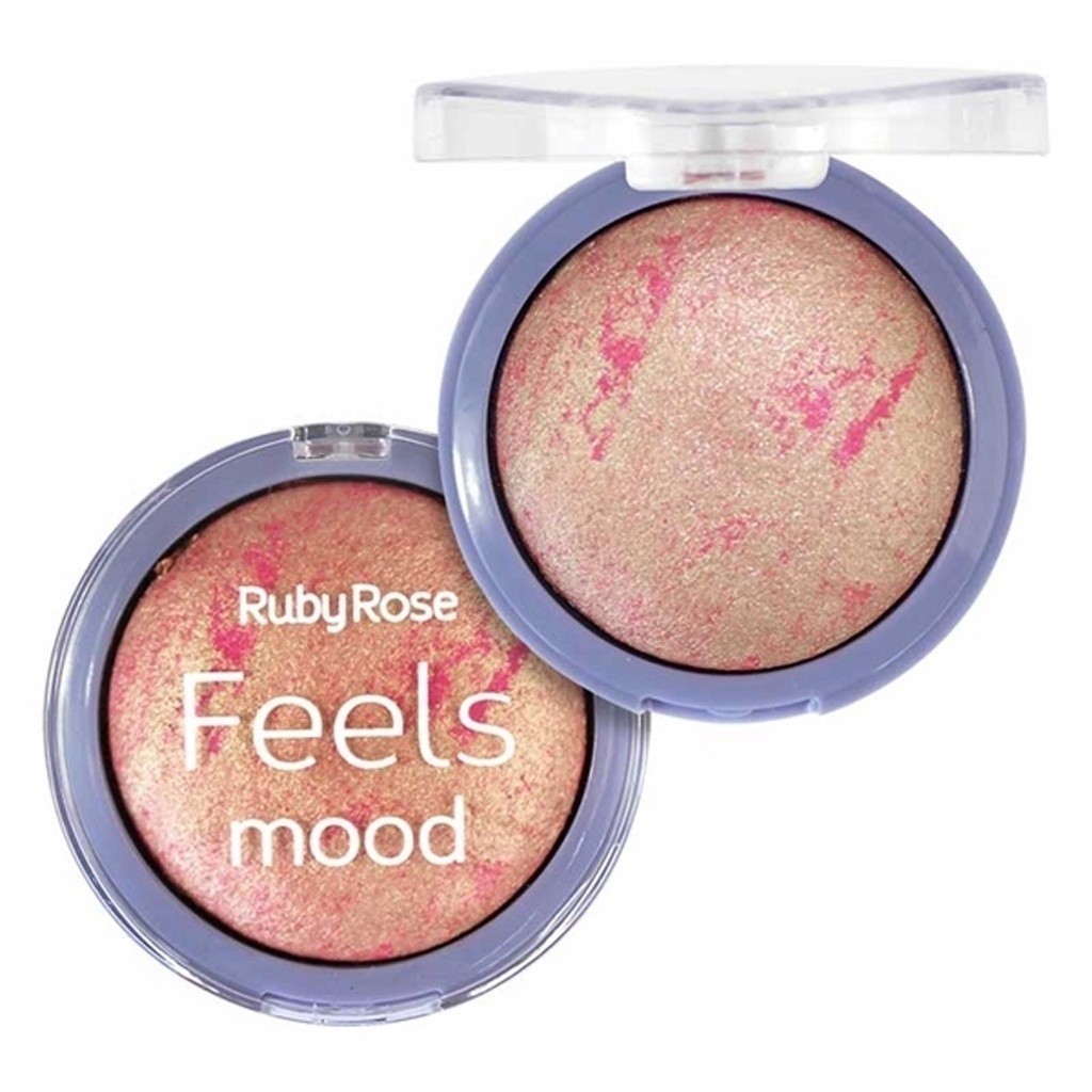 Blush Marble Feels Mood Cintilante Glow Ruby Rose HB6117 pó bronzeador e iluminador deixa a pele mais corada