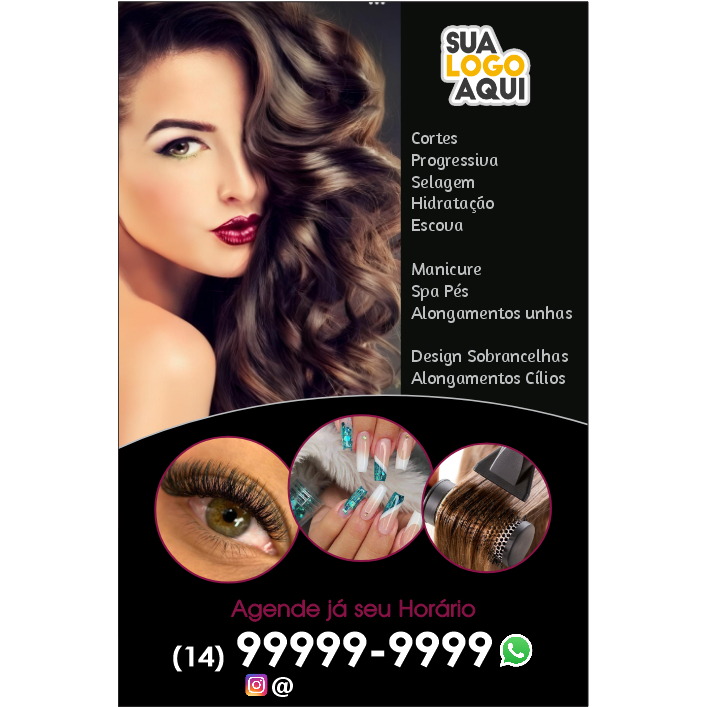 Banner em Lona PERSONALIZADO Manicure Salão Cabelo Cabeleireira Sobrancelha extensão de Cílios em Oferta na Shopee