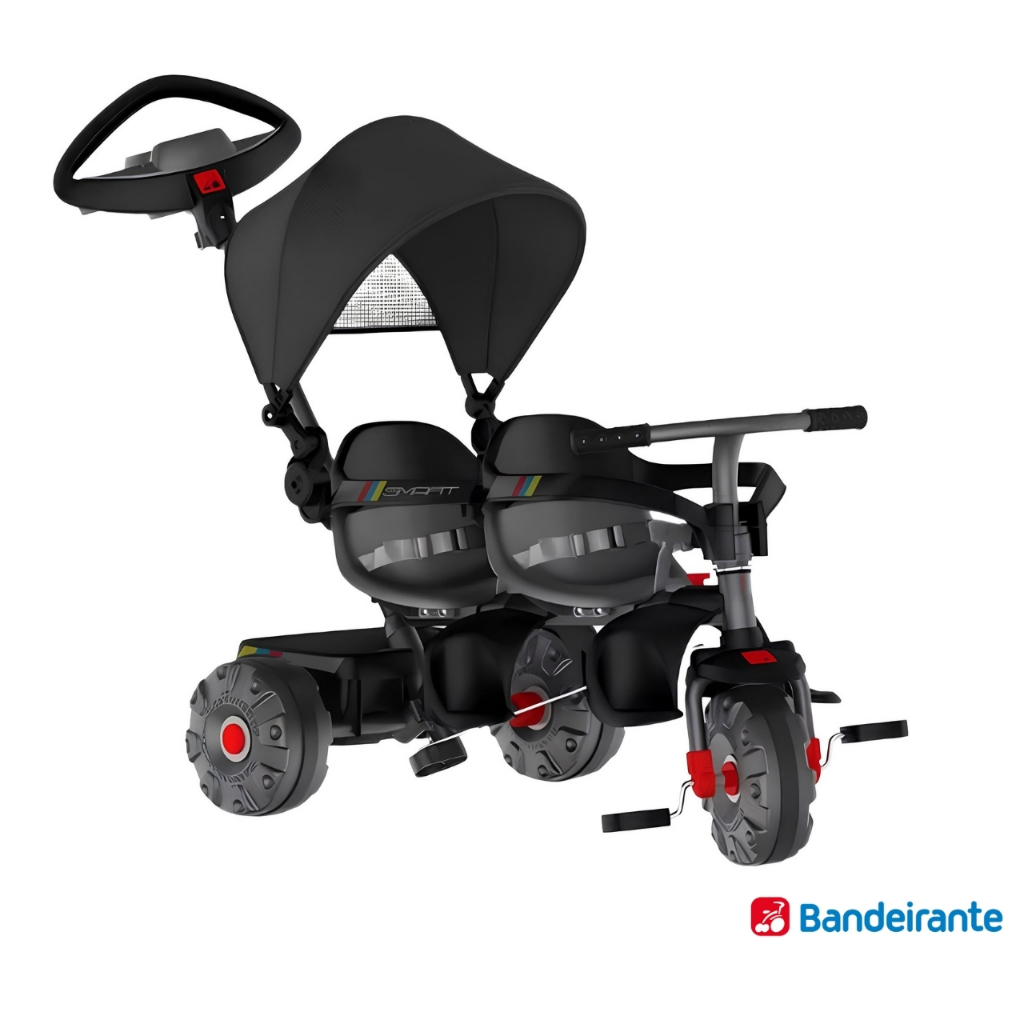 Triciclo Infantil 2 Lugares Bandeirante 3 Em 1 Empurrador E Pedal Carrinho Passeio Brinquedo Para Crianças Menino Menina