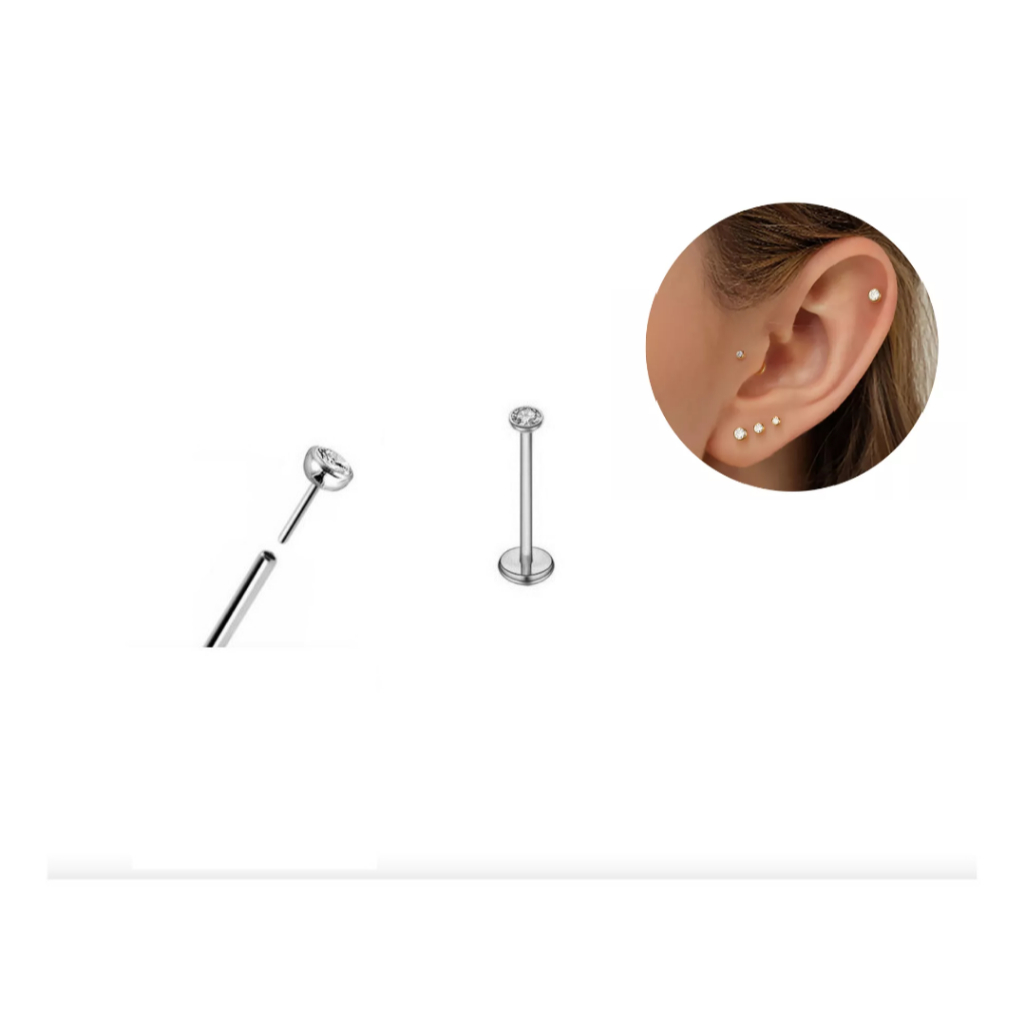 Piercing Nariz Labret Orelha Australiano Titânio Ponto Luz zirconia titanium umbigo banana floating em Oferta na Shopee