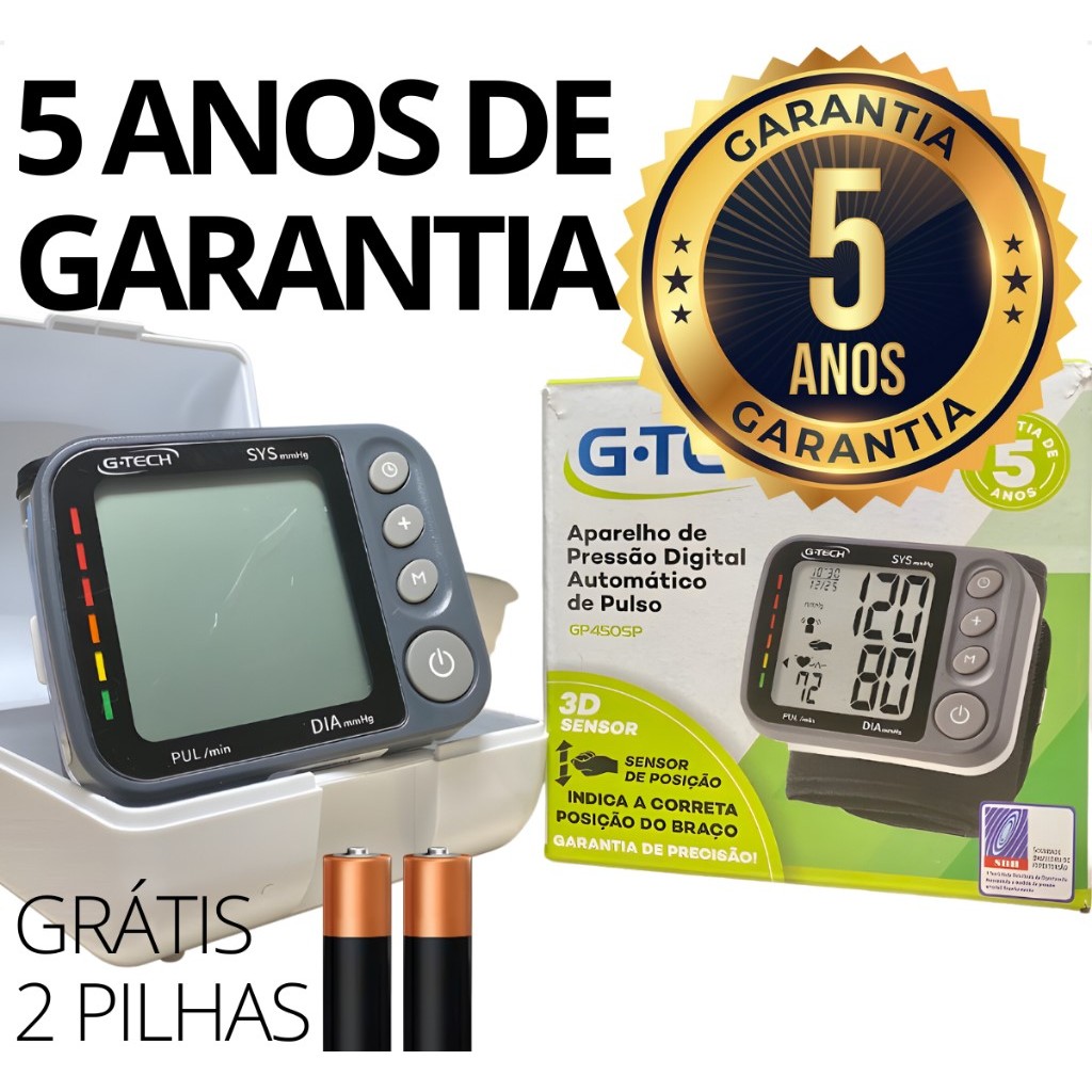 Aparelho G-Tech De Pressão Digital Automático De Pulso Gp450SP Sensor 3D