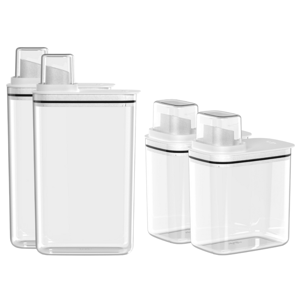 Kit 4 Peças Dispenser Flow 1,5 E 2,3 Litros Sabão Líquido Amaciante Produtos Limpeza Lavan...
