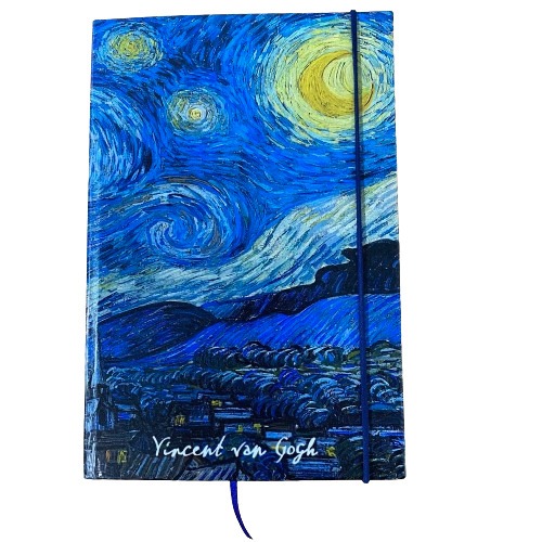 Caderneta tipo Moleskine 14x21 SKETCHBOOK sem ou com pauta - Obras de arte: Noite Estrelada - Van Gogh em Oferta na Shopee
