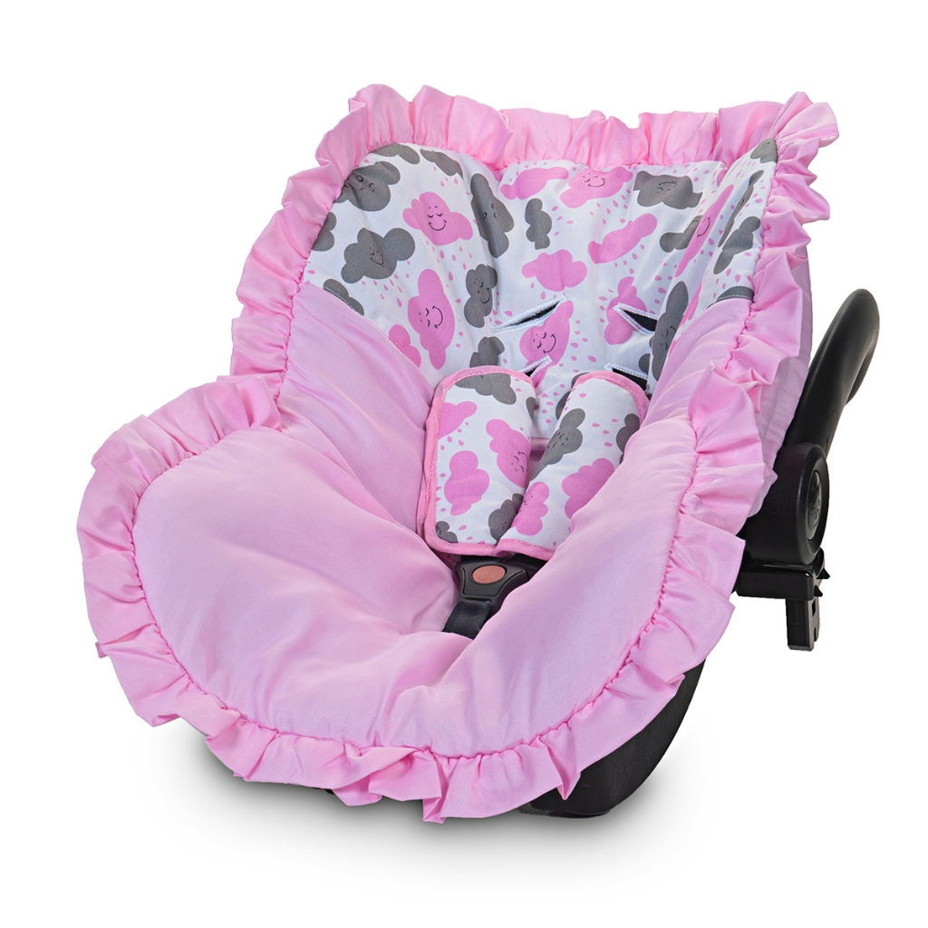 Capa de Bebê Conforto com Protetor de Cinto Nuvem Rosa e Nuvem Azul Todos modelos e marcas Menino Menina