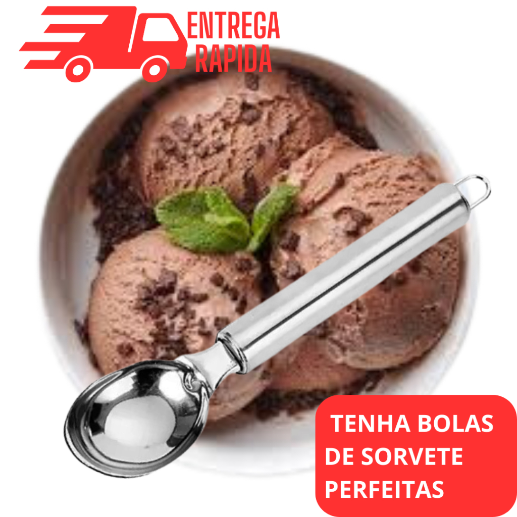 Kit 2 Colher Pegador De Sorvete 20,5 cm Premium  Aço Inox