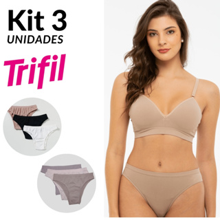 Kit 3 Calcinha Trifil Biquíni Microfibra Sem Costura Confortável em Oferta na Shopee