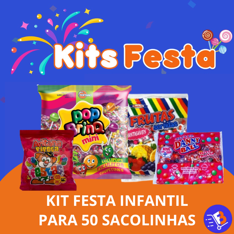 Kit Festa 4 Produtos Sacolinha guloseimas Surpresa Aniversário rende 50 lembrancinhas ou surpresinhas  Pink