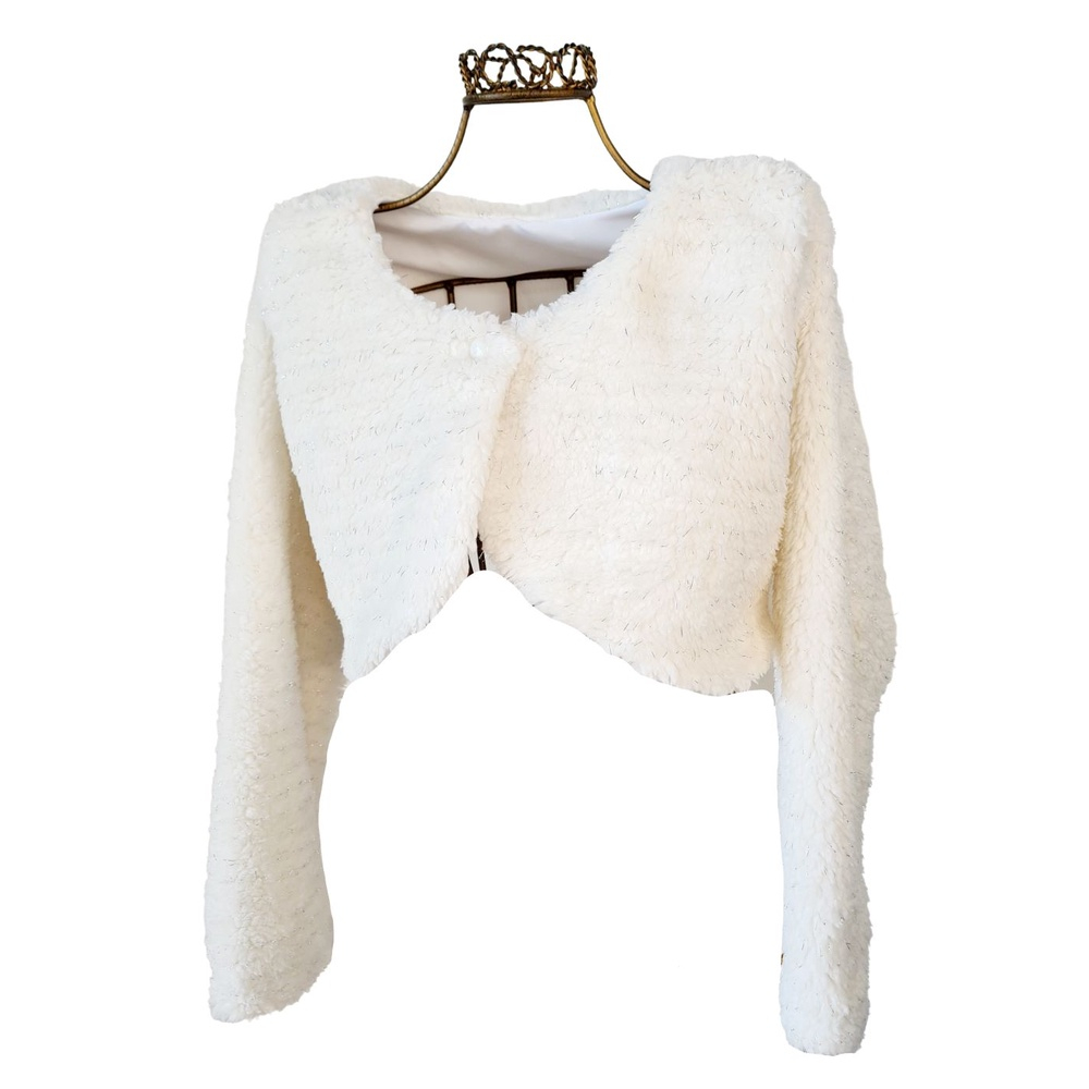 Casaquinho Bolero Infantil Off White De Festa Casamento Chic