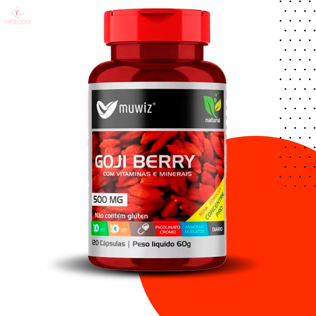 Goji Berry Muwiz 60 Cápsulas 500mg [c/ Vitaminas e Minerais] - Produto Original