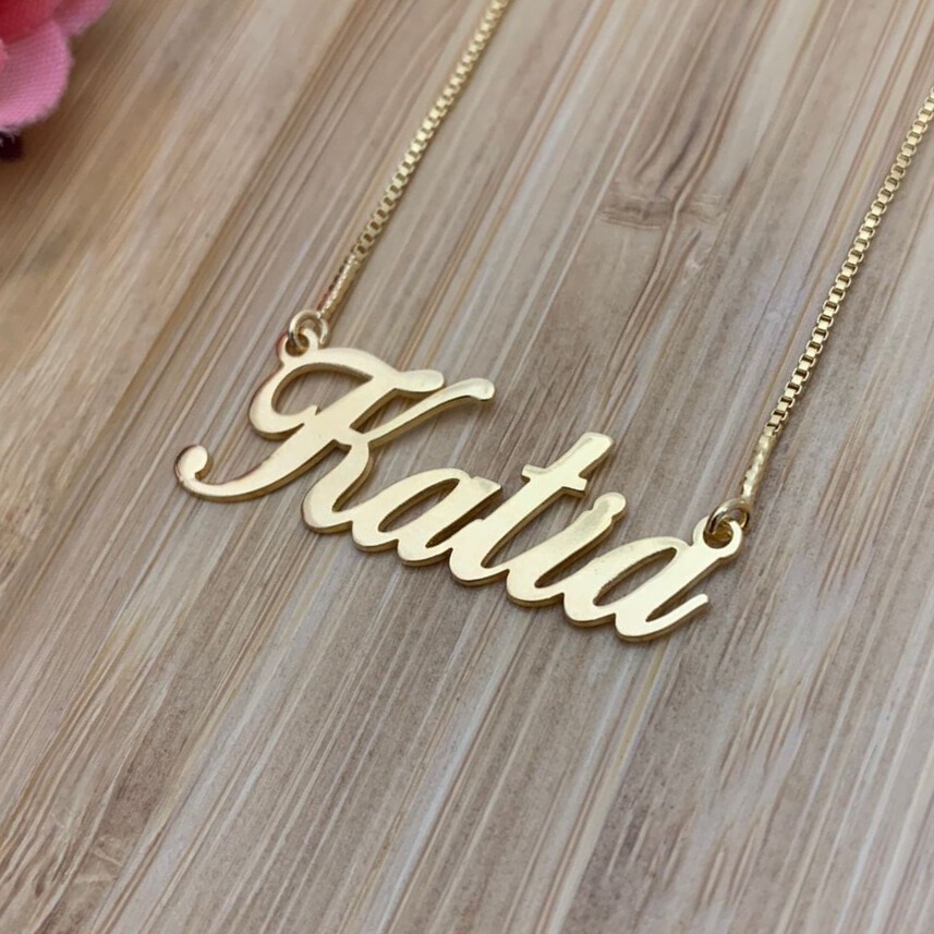 Corrente Colar Nome Personalizado - Folheado a Ouro 18k