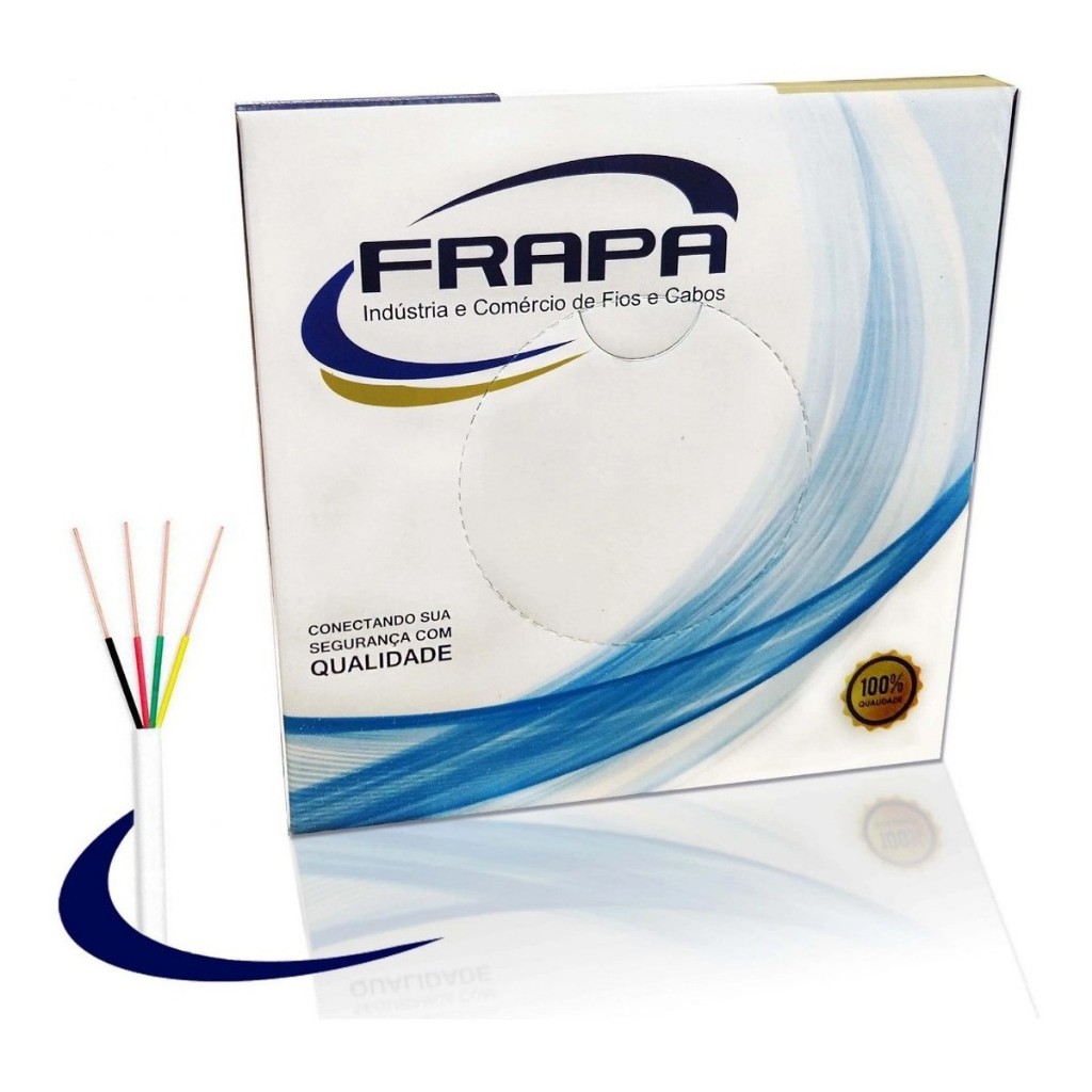 Cabo Frapa 4 vias 0,40mm Para Alarme e Interfone, 20 metros, 30 M, 40 M, 50 M e 100 Metros