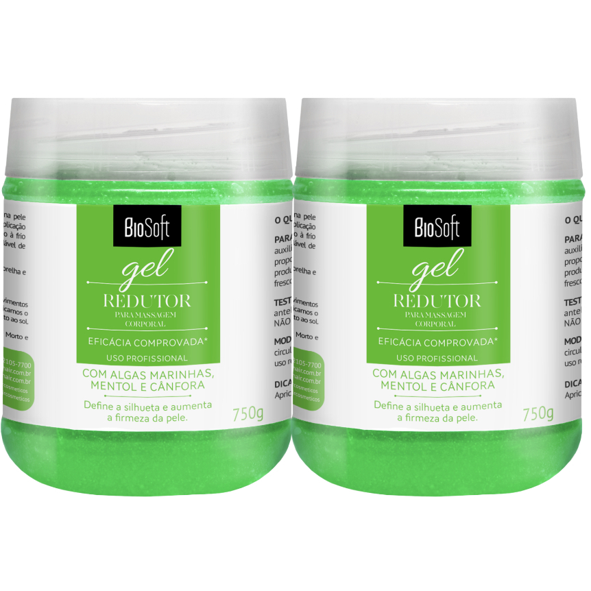 Gel Redutor de Gordura Corporal 750g Biosoft 2 Unidades