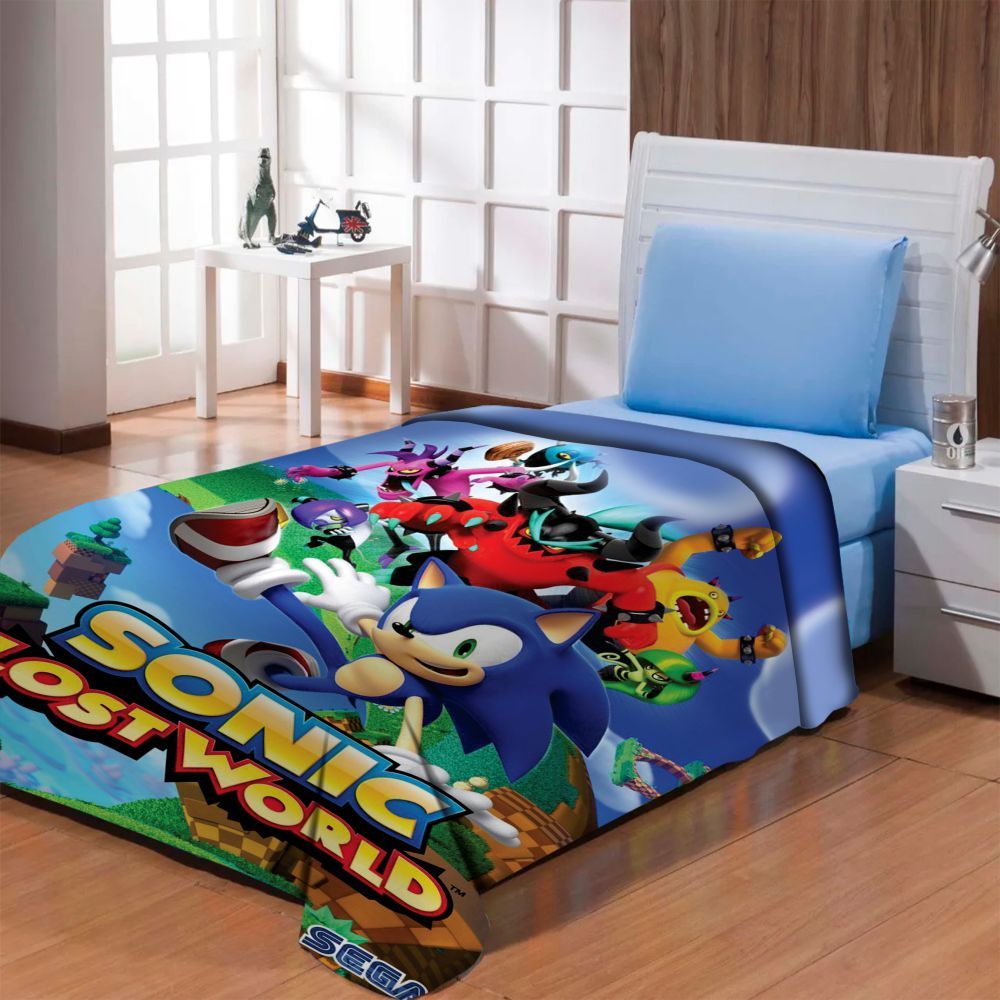 Manta Solteiro Cobertor Infantil 1,5 x 2m Sonic em Oferta na Shopee