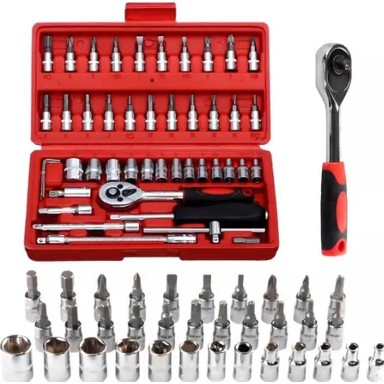 Kit Jogo de Soquete 46 Peças Chave Catraca Reversível com Maleta em Oferta na Shopee