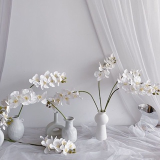 Flor de Orquídea Branca Realista de Silicone em Oferta na Shopee