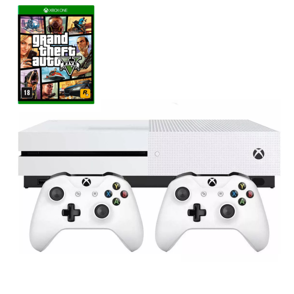 Video Game Xbox One S 500GB + 2 Controle 1 jogo Semi novo em Oferta na Shopee