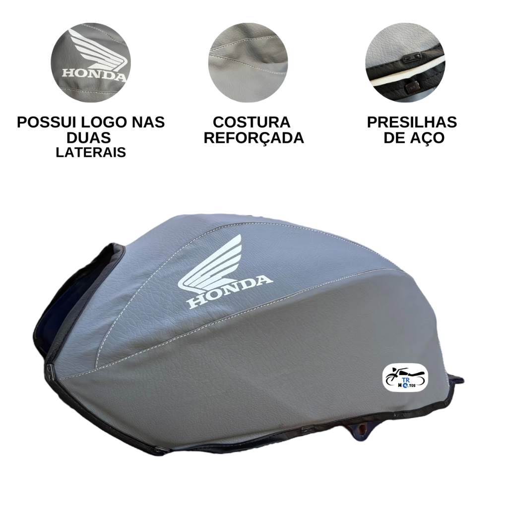 Capa Tanque Moto Titan 150 2004 2005 2006 2007 2008 Cinza Prata — imagem 2 de 2