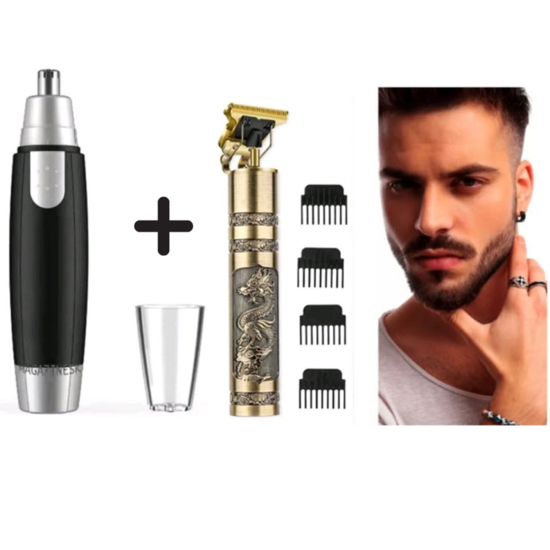 Kit cuidados masculinos - Barbeador e aparador de pelos Maquina cortar cabelo dragão