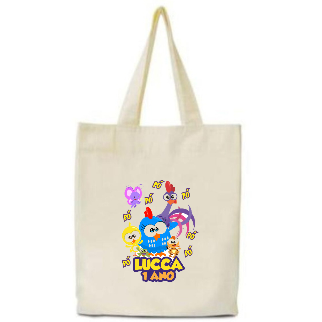 Kit 15 Ecobags  de Algodão Cru 25x30 Transfer 14x20 Aniversários Galinha Pintadinha Personalizada em Oferta na Shopee