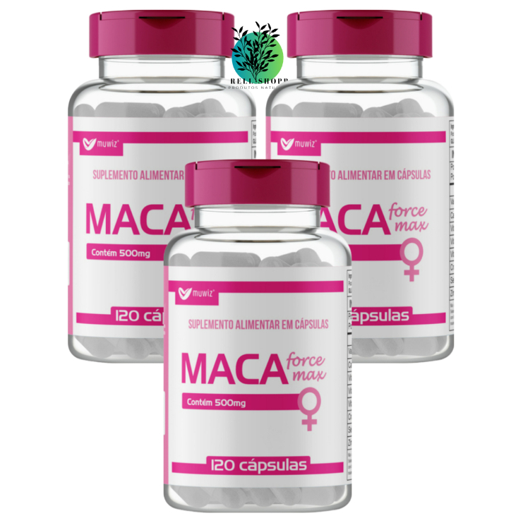 kit 3x Maca Peruana Feminina Muwiz – 500mg / 120 cápsulas