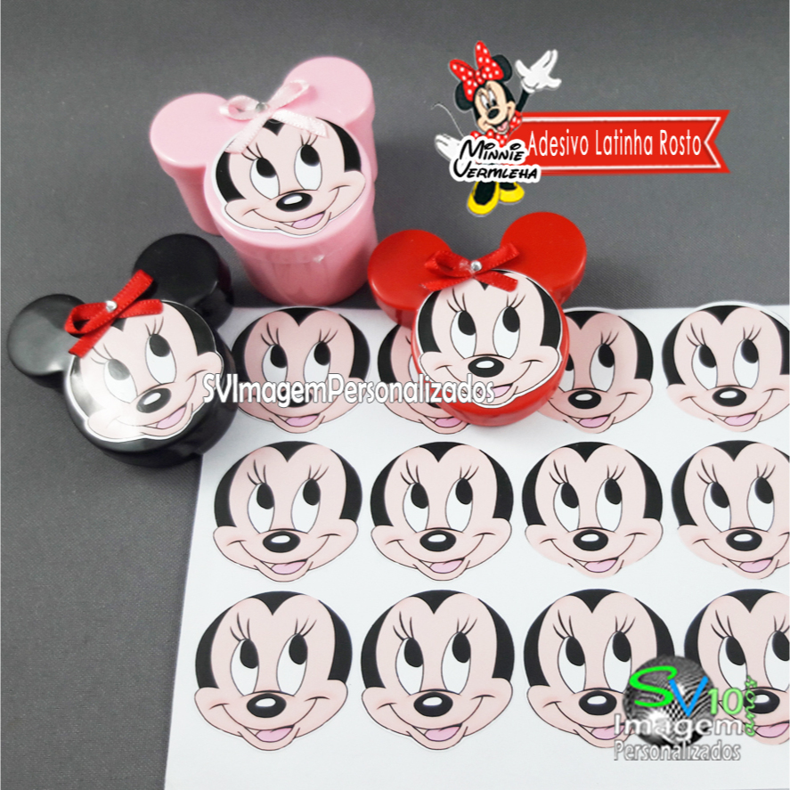 Festa Minnie e Mickey Adesivo para latinha e outras Lembrancinhas com o Rosto da Minnie e do Mickey