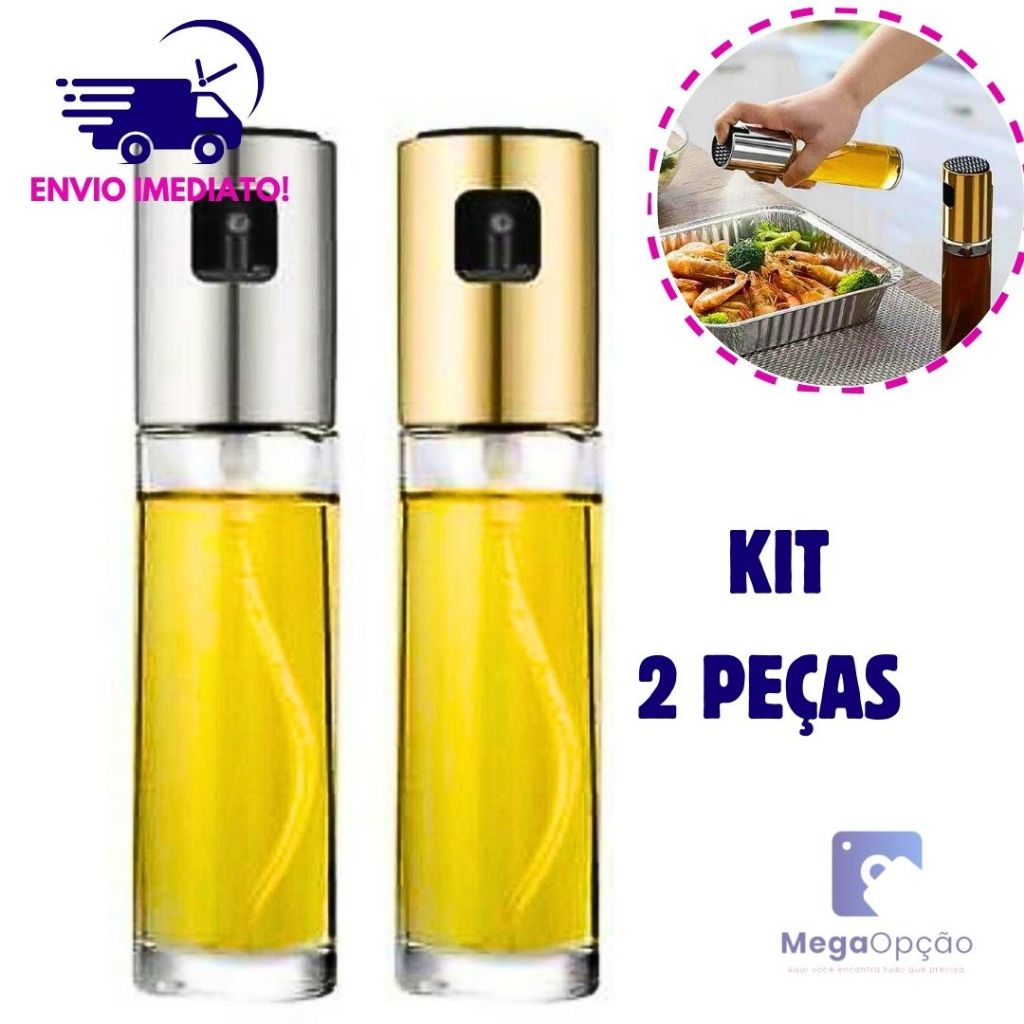 Kit Com 2 Spray Pulverizador De Azeite Vinagre Borrifador Em Vidro Para Cozinha Casa Restaurante