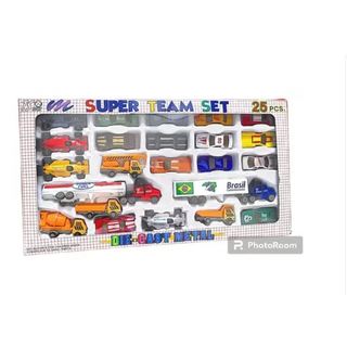 Brinquedo Coleção Carrinhos Miniaturas+ Carretas Kit 25 Pçs