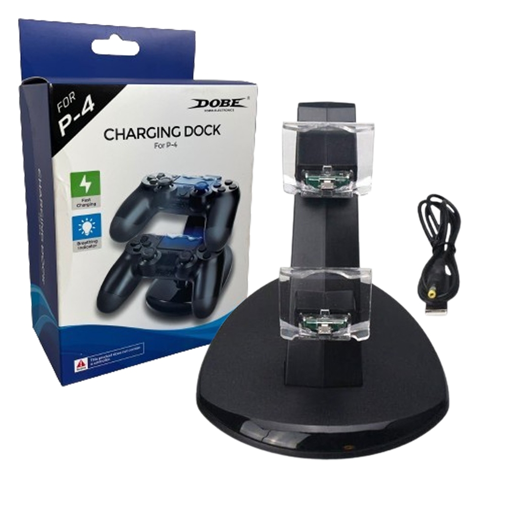 Suporte Base Carregador Duplo Manete Ps4 Compatível Console Playstation 4 + Cabo USB