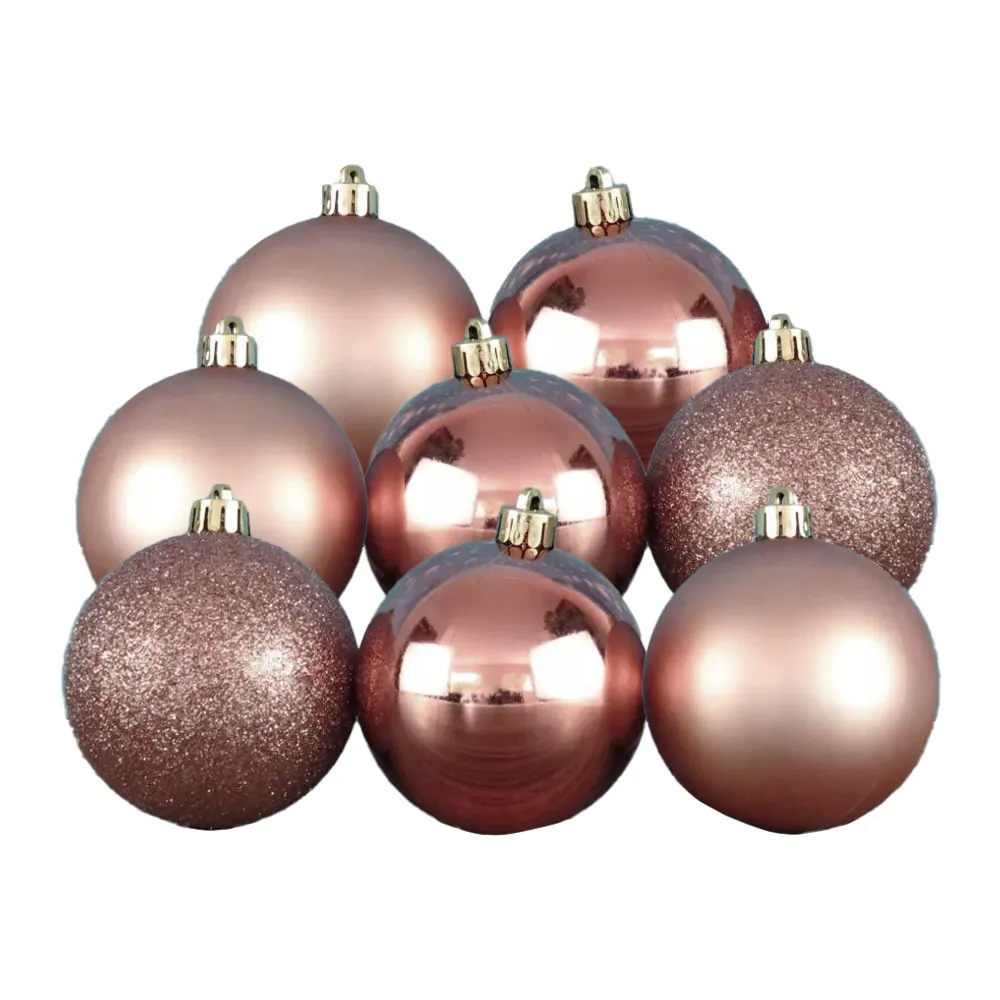 Bolas em Tubo Rose Gold 8cm - 08 uni - Cromus Natal - Rizzo