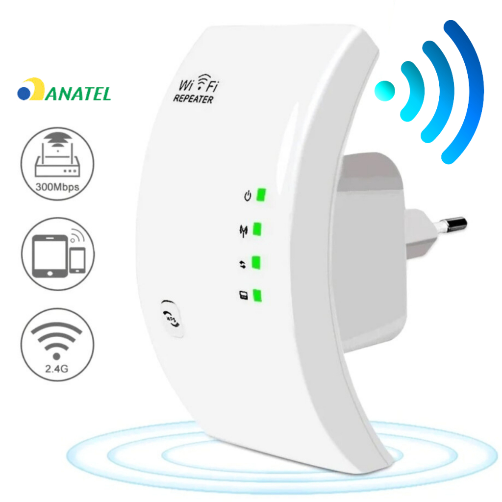 Repetidor Amplificador De Sinal Wifi 300/mbps Ultra Rápido Anatel