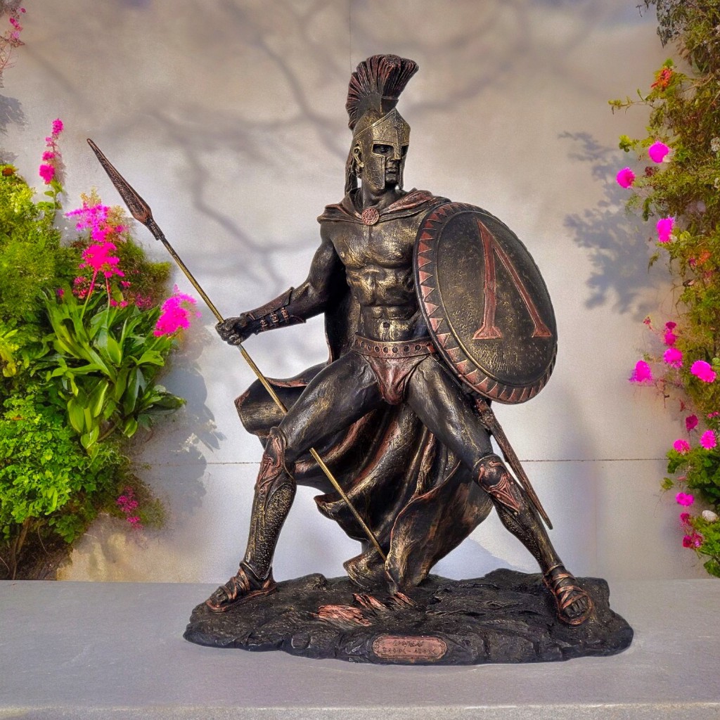 Estatueta Leonidas Rei Esparta Guerreiro Grego Resina 32cm