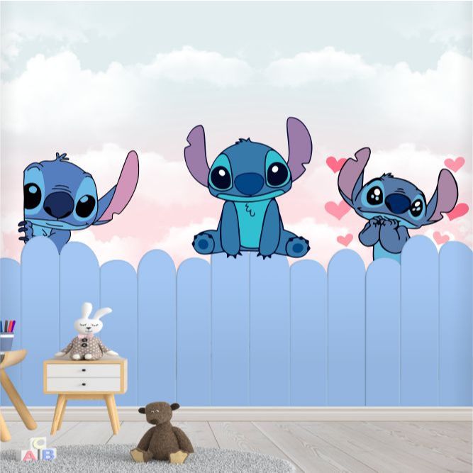 Papel de Parede Stitch Adesivo, Lilo e Stitch Adesivo Infantil Fácil Aplicação