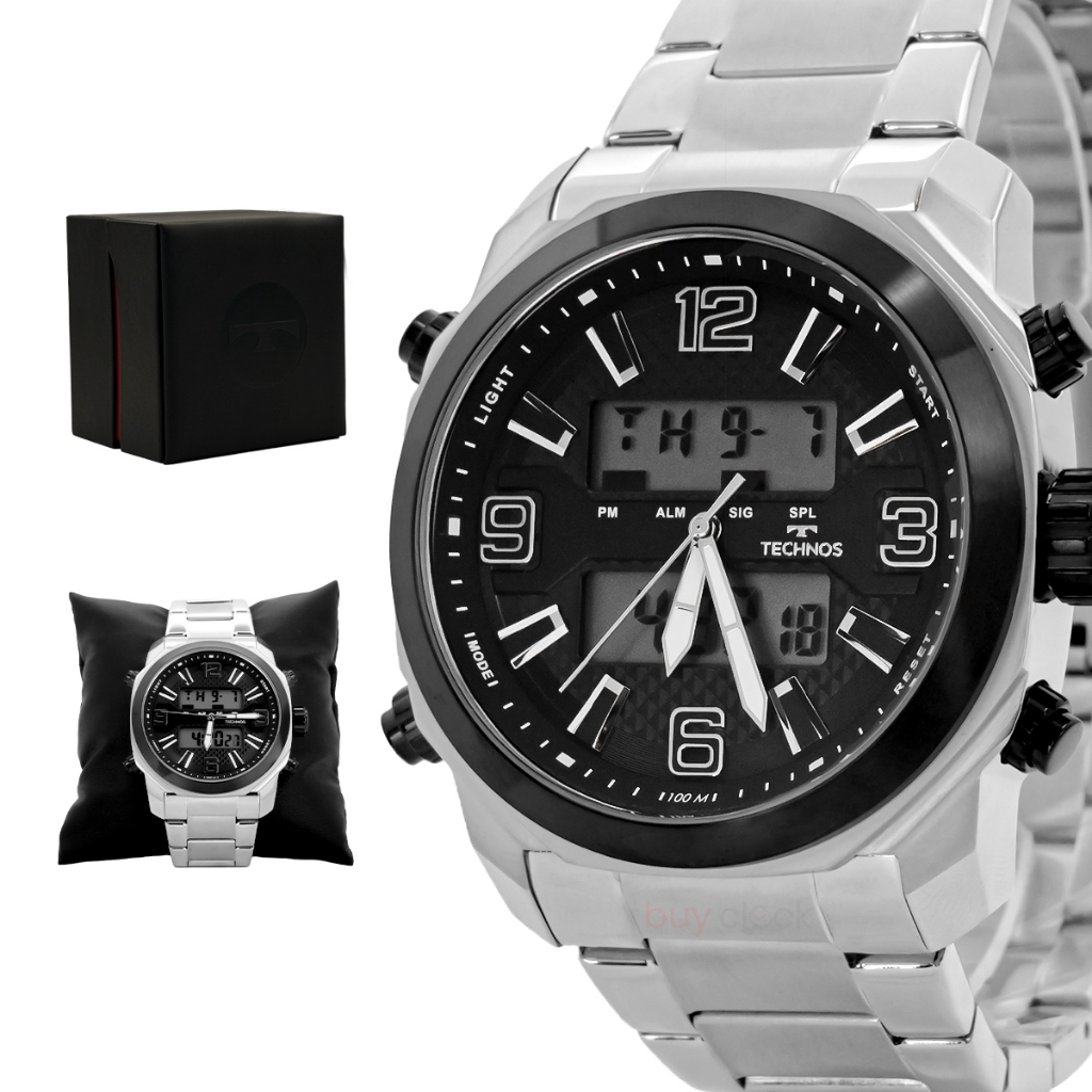 Relógio Masculino Technos Digitech Prata Ts Digiana Casual Original Resistente à Água Garantia 1 ano