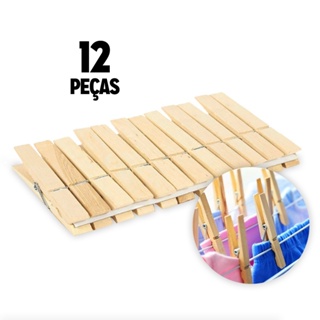 Kit Prendedor de Madeira 12 Peças Pregador Roupa Clip Combo Varal Prendedores Para Lavanderia - O MAIS VENDIDO - ENVIO IMEDIATO em Oferta na Shopee