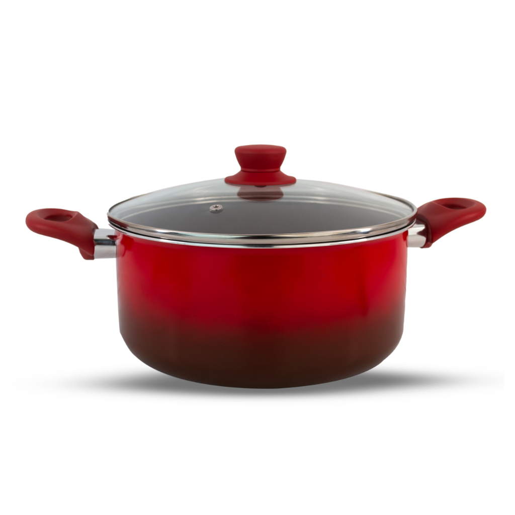 Caçarola Grande com Tampa Brinox Antiaderente Ceramic Life 24CM 4,55L Easy Vermelho