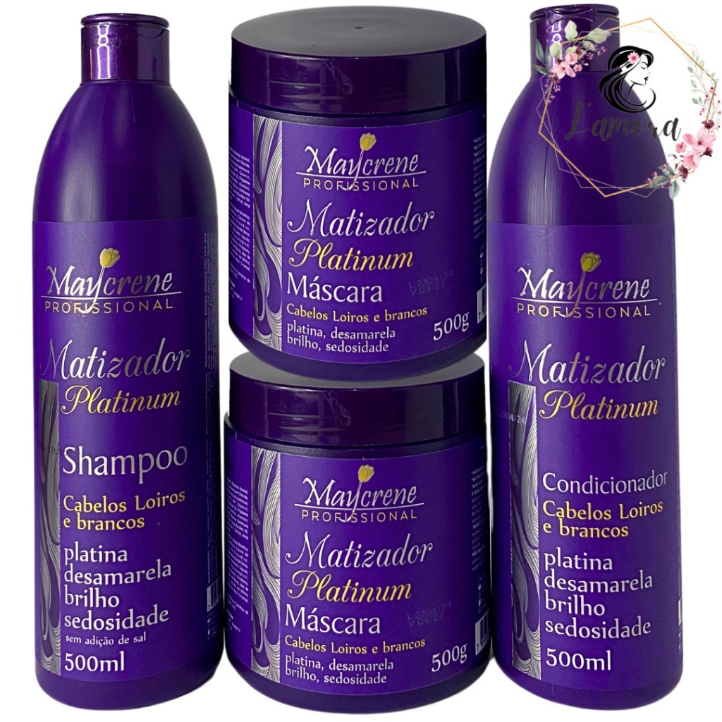 Kit Matizador Platinum (shampoo+Condicionador e 2 máscara  )maycrene
