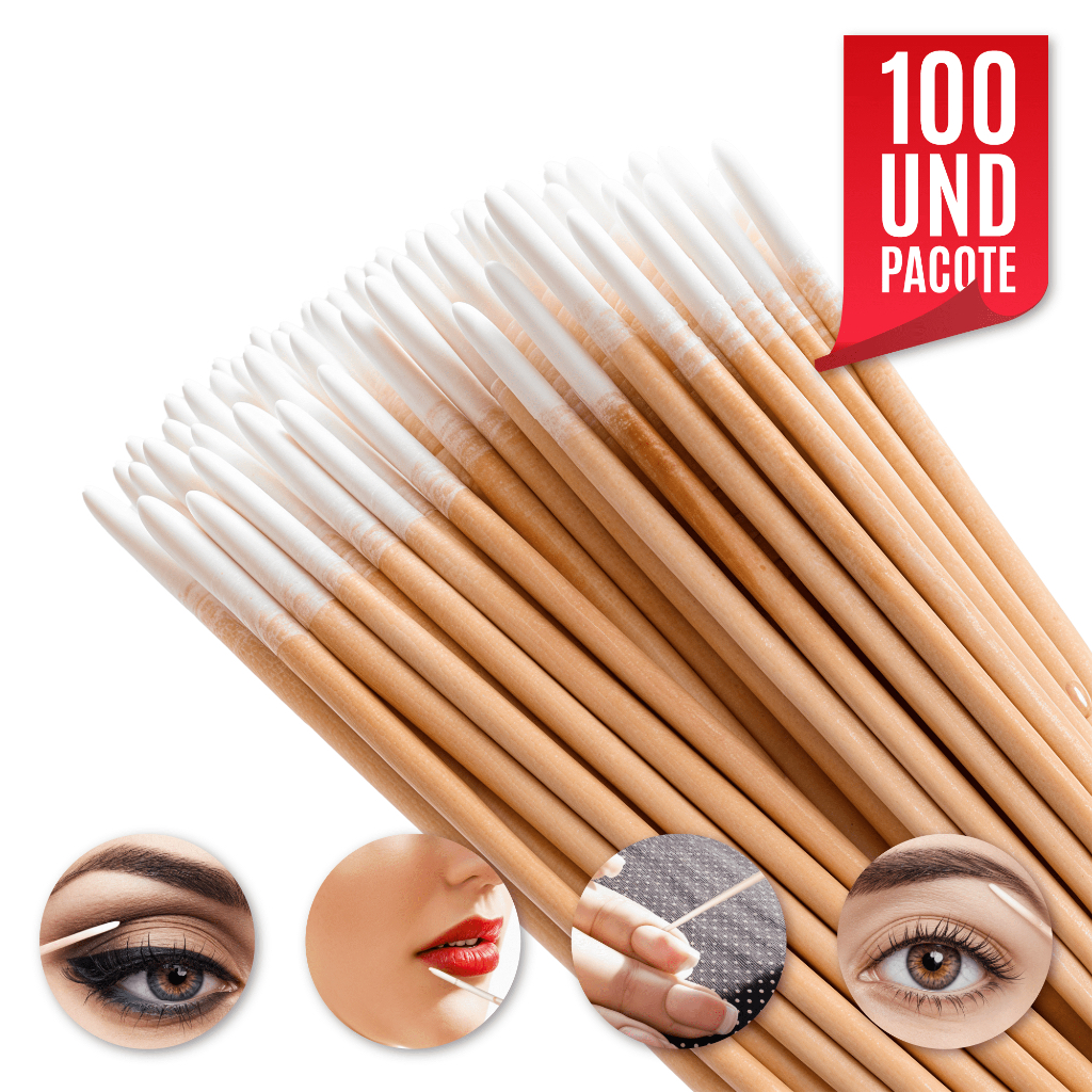 Palitos com Algodão Henna Micropigmentação Manicure Esmalte Unha Boca Limpeza Precisão