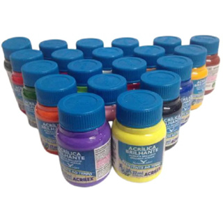 Kit Com 12 Tintas Acrílicas Brilhantes para Artesanato Acrilex 37ml em Oferta na Shopee
