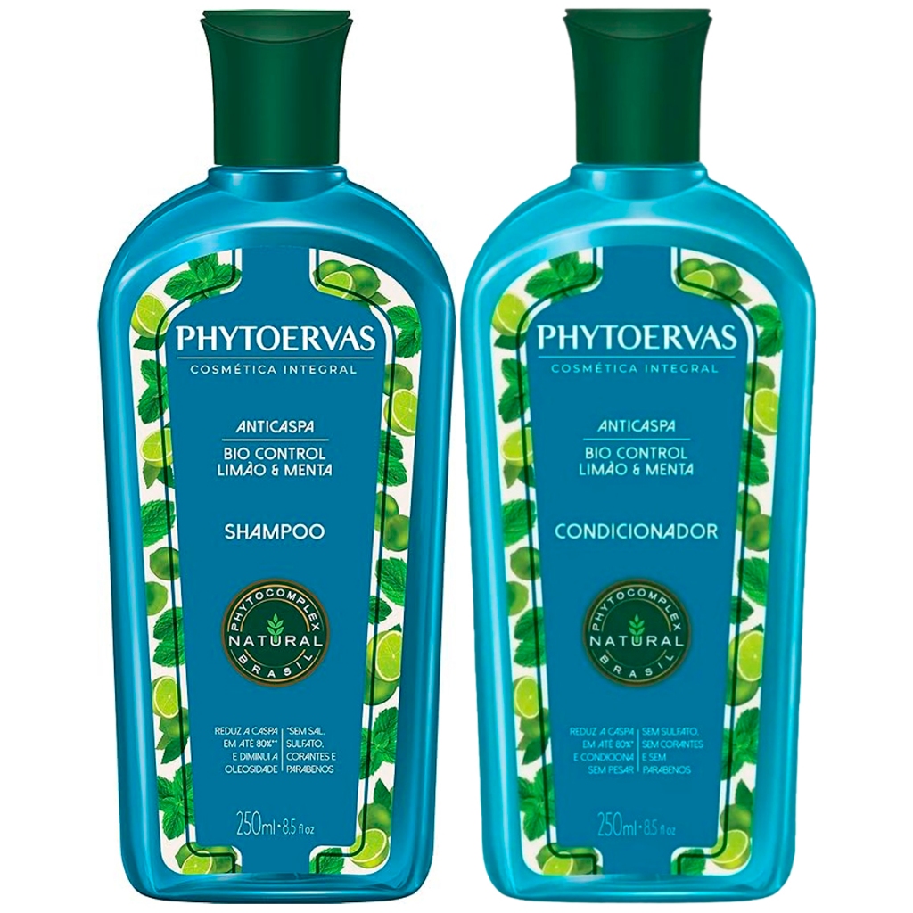 KIT PHYTOERVAS ANTICASPA LIMÃO E MENTA SHAMPOO + COND 250ML - Beauty