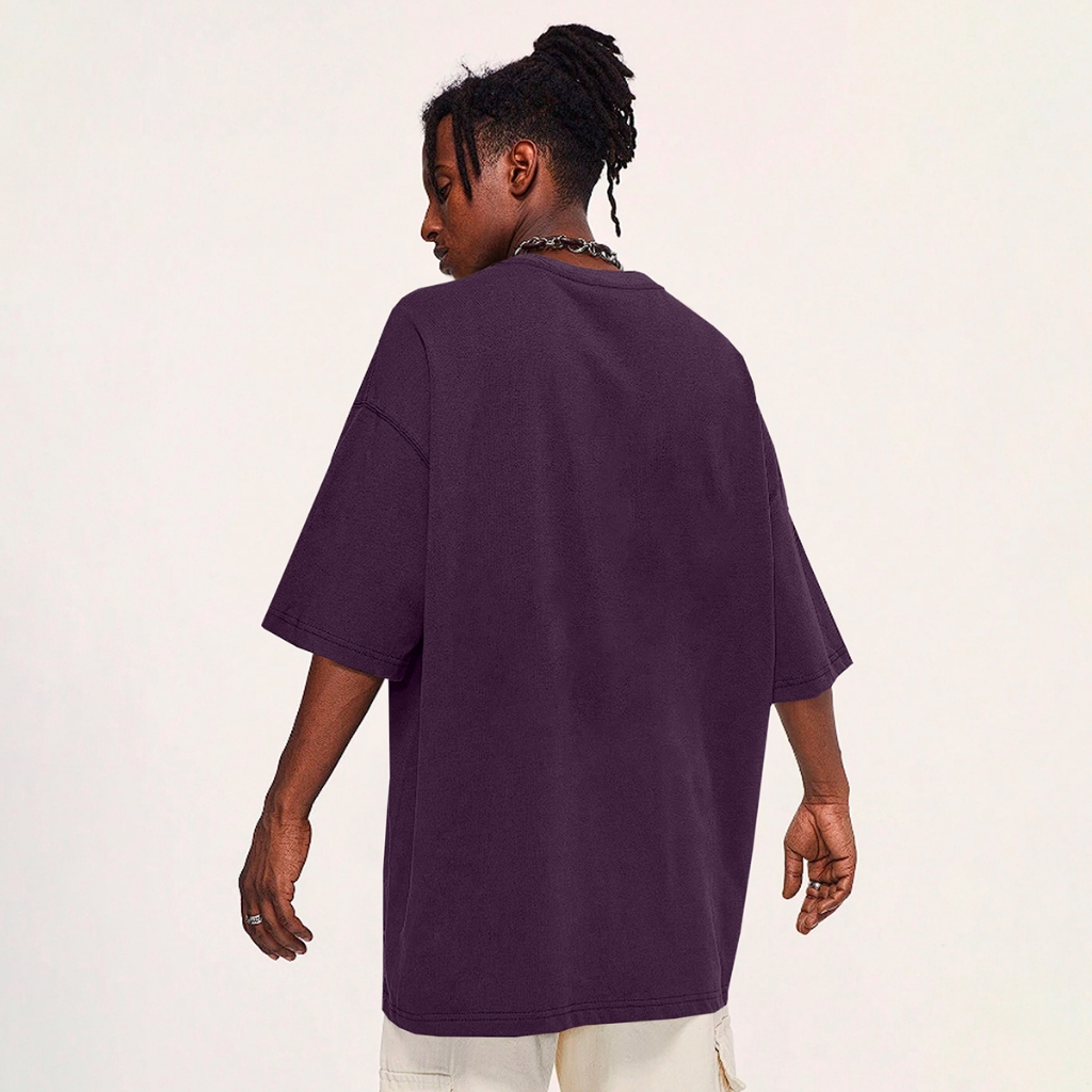 Camiseta Roxo Despojada Larga Confortável Blusa Oversized Longa Esportiva Lisa Frente Costa Estilos