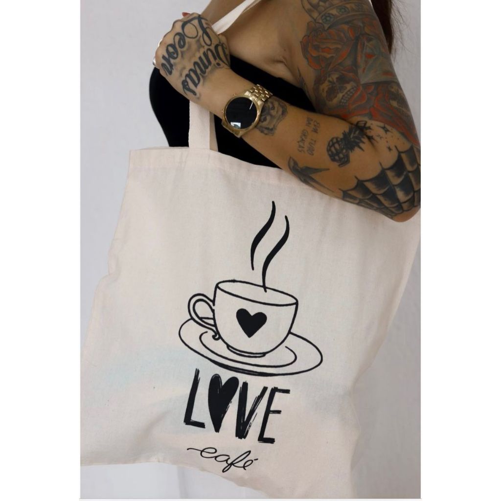 Ecobag Eu amo café sacola ecológica,escola,faculdade, curso,personalizado,brinde,praia,moda,brinde,lembrancinha