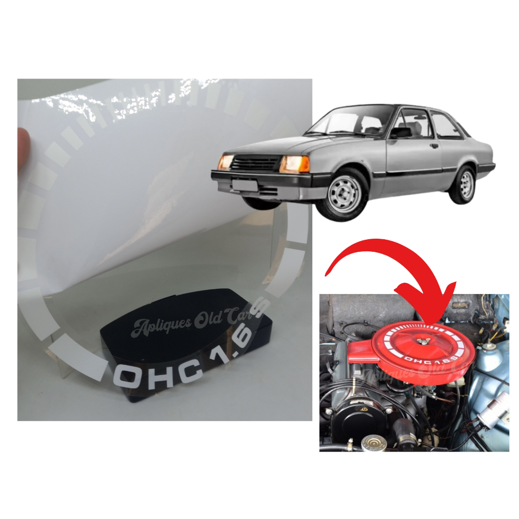 ADESIVO OHC 1.6S FILTRO DE AR CHEVETTE, MARAJÓ, CHEVY / ADESIVO BRANCO FILTRO VERMELHO MOTOR 1.6
