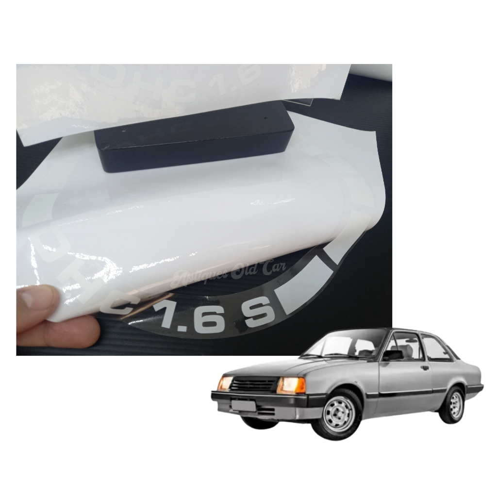 ADESIVO OHC 1.6S FILTRO CHEVETTE, MARAJÓ, CHEVY / ADESIVO BRANCO FILTRO VERMELHO MOTOR 1.6